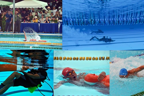 Hình ảnh ấn tượng khi Cảnh sát PCCC đua tài bơi, lặn cứu nạn, cứu hộ