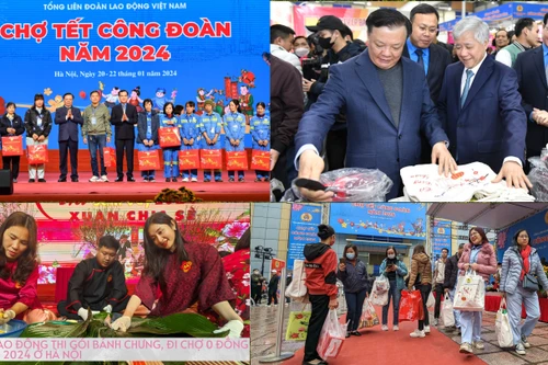 Người lao động Thủ đô phấn khởi gói bánh chưng, đi chợ 0 đồng đón Tết Giáp Thìn 2024