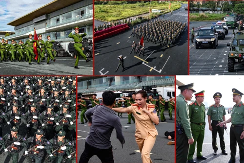 Nhìn từ flycam buổi hợp luyện diễu binh, diễu hành ấn tượng của Công an Hà Nội chuẩn bị cho Ngày hội vì Thủ đô bình yên