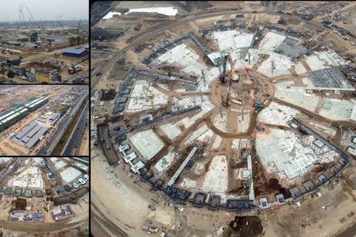 Nhìn từ flycam công trường Trung tâm hội chợ triển lãm quốc gia top 10 thế giới