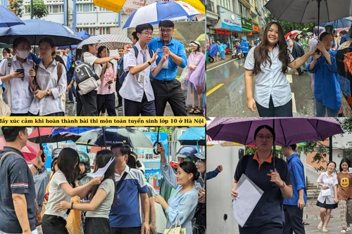 Thí sinh đầy tự tin khi hoàn thành bài thi môn Toán tuyển sinh lớp 10 Hà Nội 