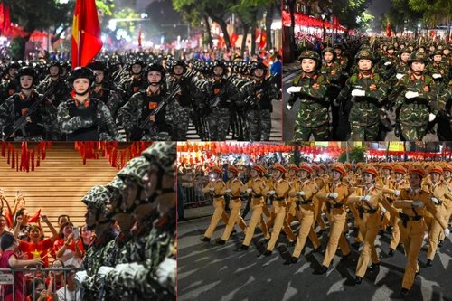 Hình ảnh cận cảnh ấn tượng đoàn quân diễu binh, diễu hành đi giữa phố phường Hà Nội