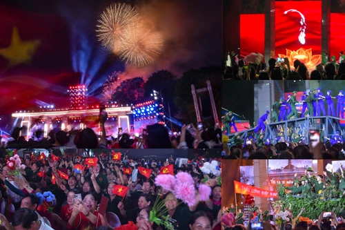 Hà Nội rực sáng pháo hoa ở Công viên Thống nhất mừng 50 năm Giải phóng miền Nam