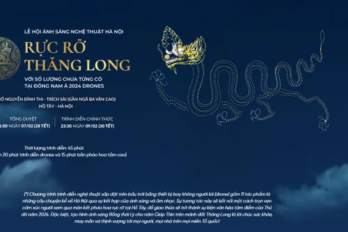 Lịch trình diễn ánh sáng của 2024 drones trong đêm giao thừa Tết Giáp Thìn ở Hồ Tây