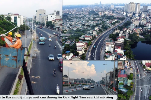 Nhìn từ flycam diện mạo mới của đường Âu Cơ - Nghi Tàm sau mở rộng