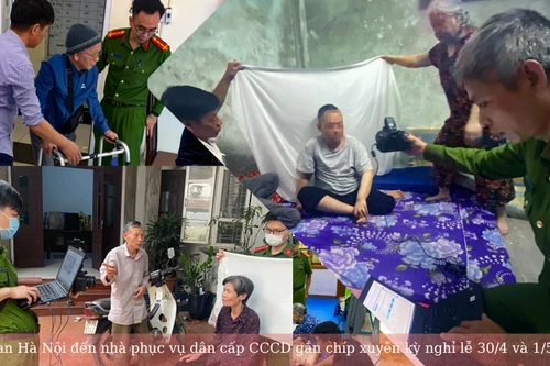 Công an Hà Nội đến nhà phục vụ dân cấp CCCD gắn chip xuyên kỳ nghỉ lễ 30/4 và 1/5/2023