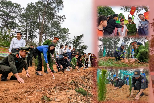 Hình ảnh ý nghĩa đầu năm của chiến sĩ cảnh sát cơ động, phòng cháy chữa cháy và người làm báo Công an Thủ đô