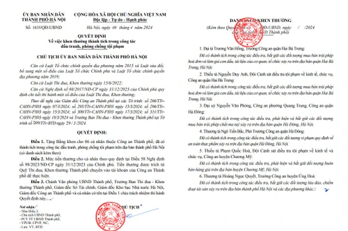 Chủ tịch UBND TP Hà Nội tặng bằng khen 6 cá nhân thuộc CATP