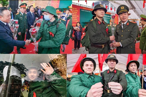 Chủ tịch Hà Nội và Thứ trưởng Bộ Công an động viên tân binh quận Hoàng Mai lên đường nhập ngũ 