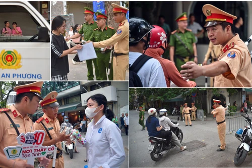 Hình ảnh đẹp của chiến sỹ Công an Hà Nội tiếp sức mùa thi