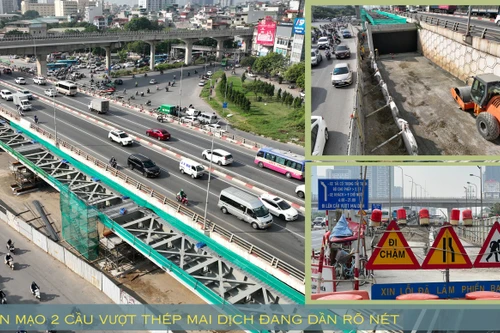Cận cảnh 2 cầu vượt thép "khủng" đang rõ hình hài ở nút giao đông đúc nhất nhì Thủ đô