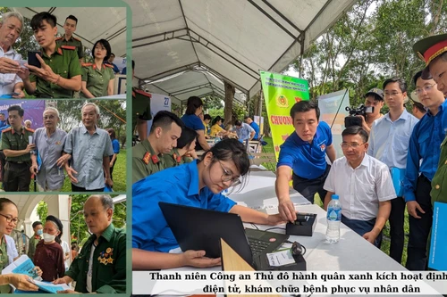 Thanh niên Công an Thủ đô về thôn, xã kích hoạt định danh điện tử, khám bệnh phục vụ nhân dân trong ngày hè nắng nóng