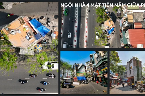 Cận cảnh ngôi nhà 4 mặt tiền chỉ rộng hơn 15 m hiếm thấy giữa Thủ đô