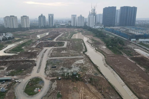 Nhìn từ flycam công viên 65ha đang hình thành giữa khu bất động sản đắt đỏ nhất nhì Thủ đô