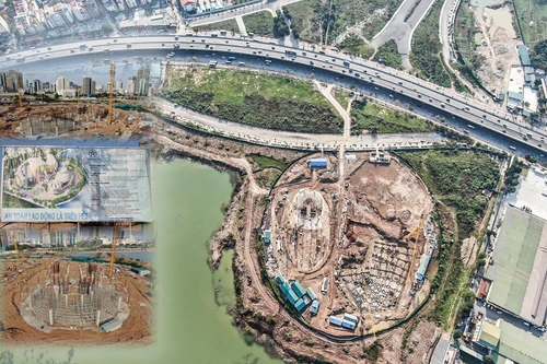 Nhìn từ flycam công trường dự án nghìn tỷ cho thiếu nhi Thủ đô Hà Nội