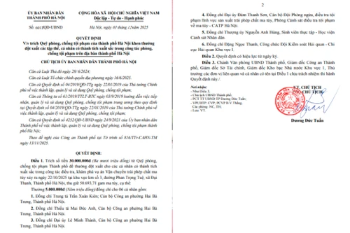 Hà Nội khen thưởng đột xuất các cá nhân khám phá vụ án vận chuyển trái phép chất ma túy
