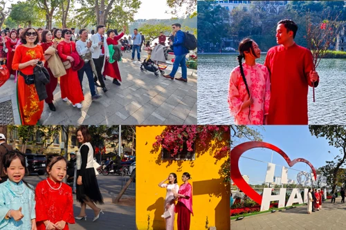 Nắng tô xuân phố phường, người Hà Nội đổ ra đường du xuân