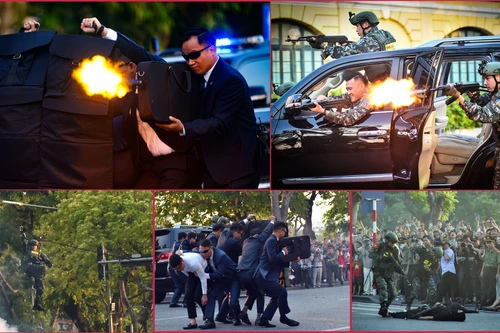 Choáng ngợp màn trình diễn bảo vệ yếu nhân, chống khủng bố của lực lượng Cảnh vệ CAND ở hồ Gươm