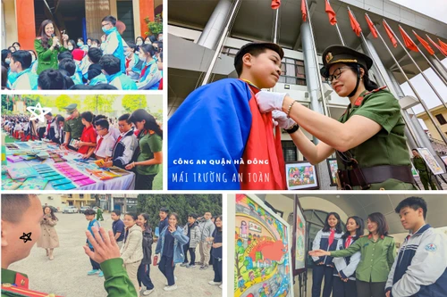 Những hình ảnh ấn tượng về mô hình "Mái trường an toàn" ở quận Hà Đông 