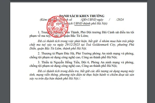 Chủ tịch UBND TP Hà Nội tặng bằng khen 3 cá nhân thuộc Công an Thủ đô 