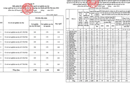 Hai quận có số chỉ tiêu đưa người nghiện đi cai nghiện bắt buộc nhiều nhất năm 2024 ở Hà Nội