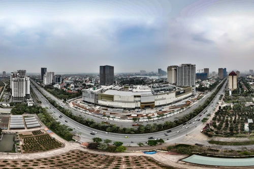 Nhìn từ flycam công trường dự án trung tâm thương mại khủng nhìn thẳng ra hồ Tây