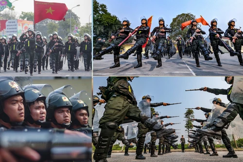 Xem chiến sỹ Cảnh sát cơ động Hà Nội khổ luyện diễu binh cho lễ kỷ niệm 50 năm ngày truyền thống 