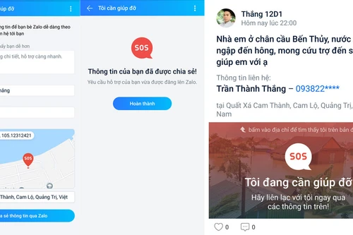 Ứng dụng “SOS” của Zalo hỗ trợ ứng cứu người dân vùng thiên tai 