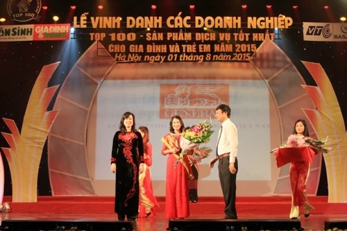 Generali Việt Nam: Top 100 Sản phẩm, dịch vụ tốt nhất cho gia đình năm 2015