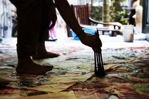 Nghệ sỹ Hàn - Việt trình diễn trên giấy dó