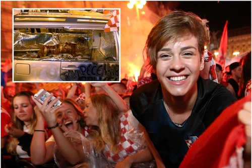 [ẢNH] Fan Croatia nướng dê trong ôtô, tưng bừng ăn mừng kỳ tích vào chung kết