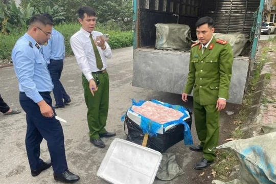 Kiểm tra, thu giữ 600 kg nầm lợn đông lạnh không rõ nguồn gốc