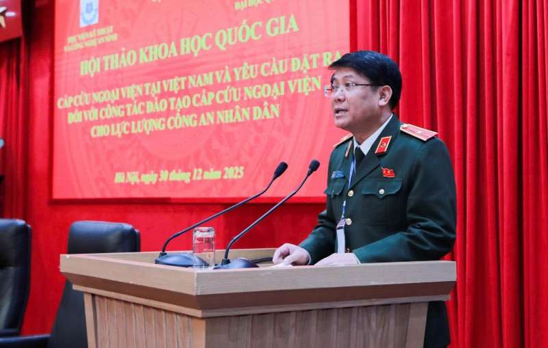 Tiến sỹ, Thiếu tướng Lê Minh Thảo, Giám đốc Học viện Kỹ thuật và Công nghệ an ninh nhấn mạnh tính cần thiết trong đào tạo bài bản cấp cứu ngoại viện