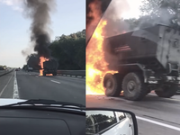 [ẢNH] Xe bọc thép hạng nặng Typhoon-U của Nga cháy dữ dội trên đường