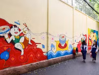 Tái hiện làng hoa Ngọc Hà qua tranh bích họa