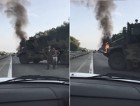 [ẢNH] Xe bọc thép hạng nặng Typhoon-U của Nga cháy dữ dội trên đường