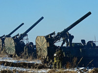 [ẢNH] Pháo binh Nga bất ngờ khai hỏa dữ dội loại cối có thể bắn đạn hạt nhân