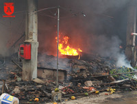 Cận cảnh hiện trường vụ cháy chợ Quang, xã Thanh Liệt, huyện Thanh Trì