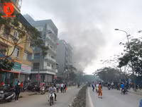 Cận cảnh hiện trường vụ cháy chợ Quang, xã Thanh Liệt, huyện Thanh Trì