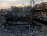 [ẢNH] Trúng tên lửa Syria, đoàn xe bọc thép Thổ Nhĩ Kỳ nát vụn khi chưa kịp tham chiến