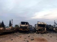 [ẢNH] Trúng tên lửa Syria, đoàn xe bọc thép Thổ Nhĩ Kỳ nát vụn khi chưa kịp tham chiến