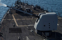 [ẢNH] Hải pháo cực mạnh trên tàu tuần dương Mỹ đang hiện diện trên Biển Đông