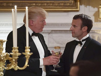 Tổng thống Trump tổ chức quốc yến hoành tráng tiếp đón lãnh đạo Pháp