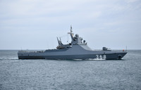 [ẢNH] Nga bất ngờ điều chiến hạm tàng hình 1.000 tấn tối tân nhất tới Syria