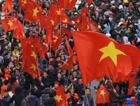 Biển người chào đón những người hùng U23 Việt Nam ở Hà Nội