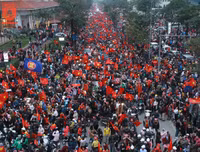 Biển người chào đón những người hùng U23 Việt Nam ở Hà Nội