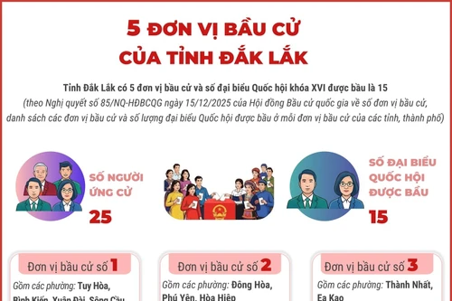5 đơn vị bầu cử của tỉnh Đắk Lắk