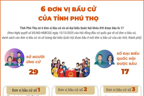 6 đơn vị bầu cử của tỉnh Phú Thọ