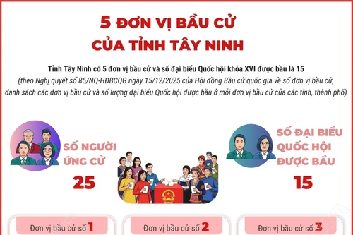 5 đơn vị bầu cử của tỉnh Tây Ninh