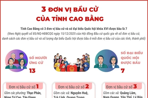 3 đơn vị bầu cử của tỉnh Cao Bằng